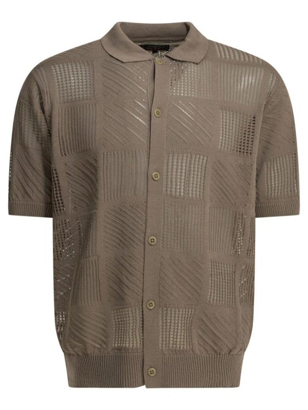 Beams Plus Textured Knit Button-Down Polo Shirt Tag Size XL Men